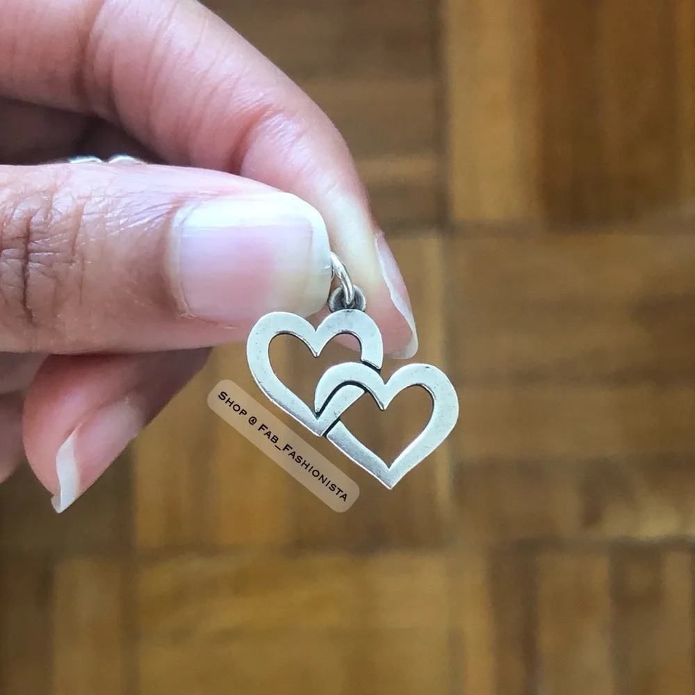 James Avery Double Heart Charm Sterling Silver Retired